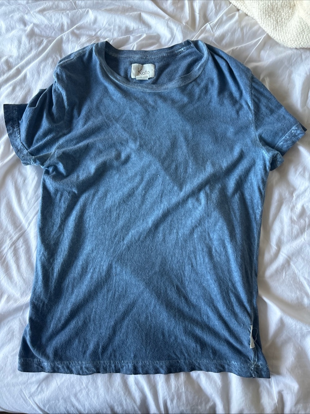 Men's Blue Crewneck short sleeve- Soft Cotton Blend by Koto. Tee Preloved
